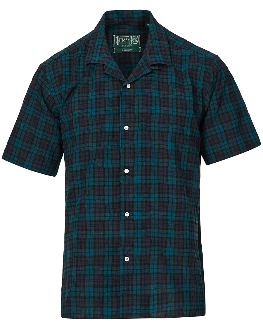 Herre | Skjorter | Gitman Vintage | Panama Cloth Camp Collar Shirt Blackwatch