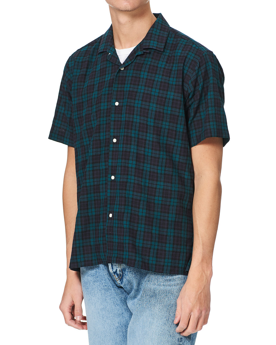 Herre | Skjorter | Gitman Vintage | Panama Cloth Camp Collar Shirt Blackwatch