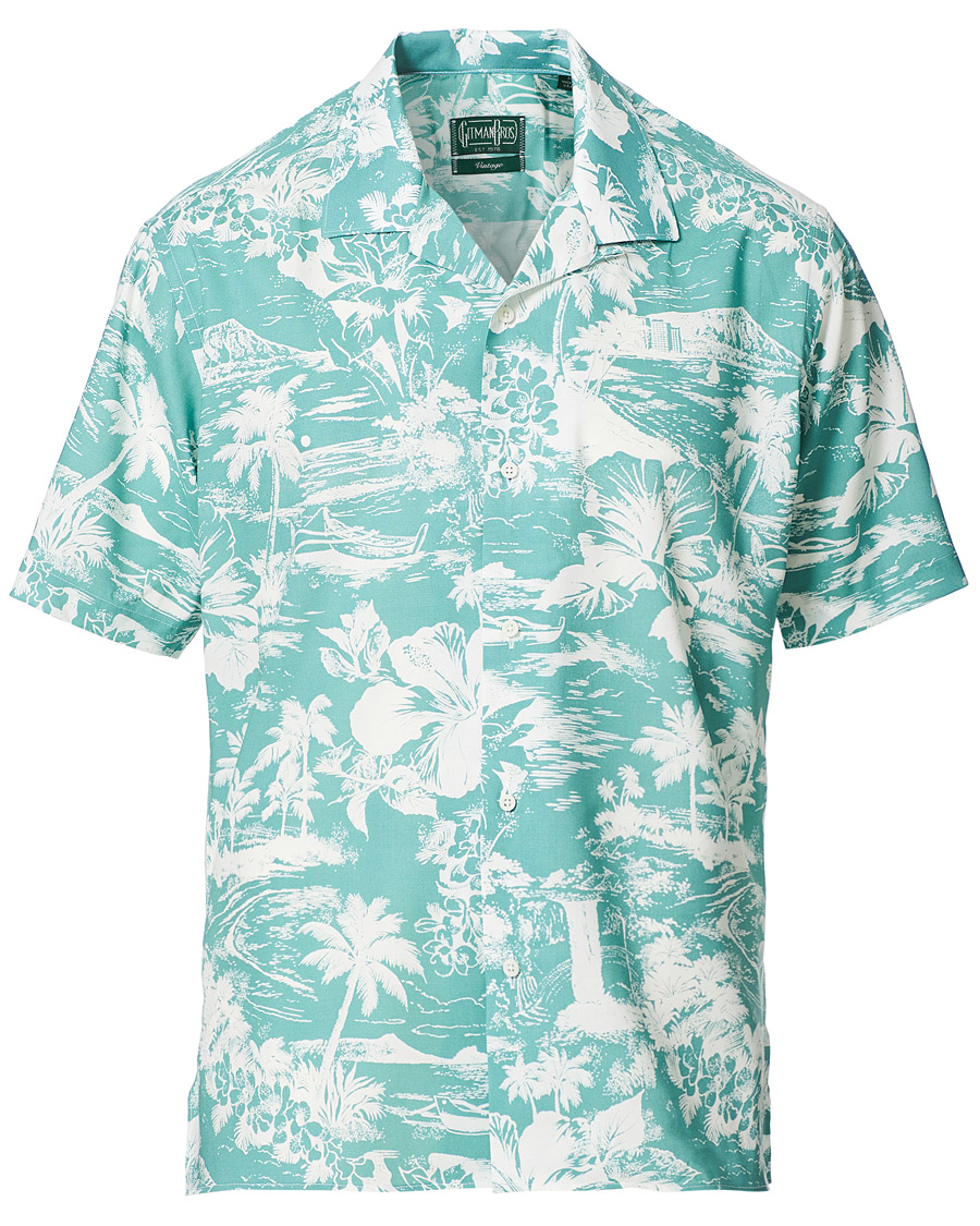 Herre | Skjorter | Gitman Vintage | Rayon Aloha Camp Collar Shirt Mint Green