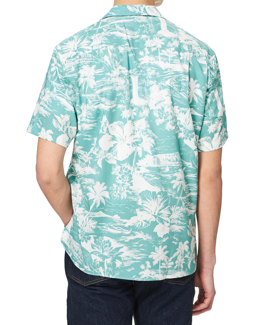 Herre | Skjorter | Gitman Vintage | Rayon Aloha Camp Collar Shirt Mint Green