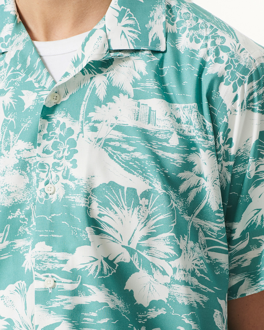 Herre | Skjorter | Gitman Vintage | Rayon Aloha Camp Collar Shirt Mint Green