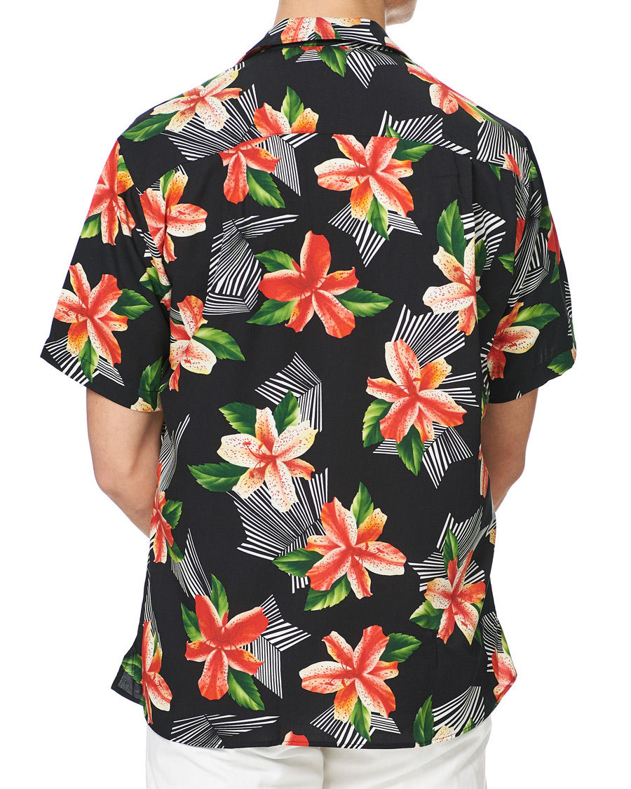 Herre | Skjorter | Gitman Vintage | Rayon Hibiscus Camp Collar Shirt Black/Red