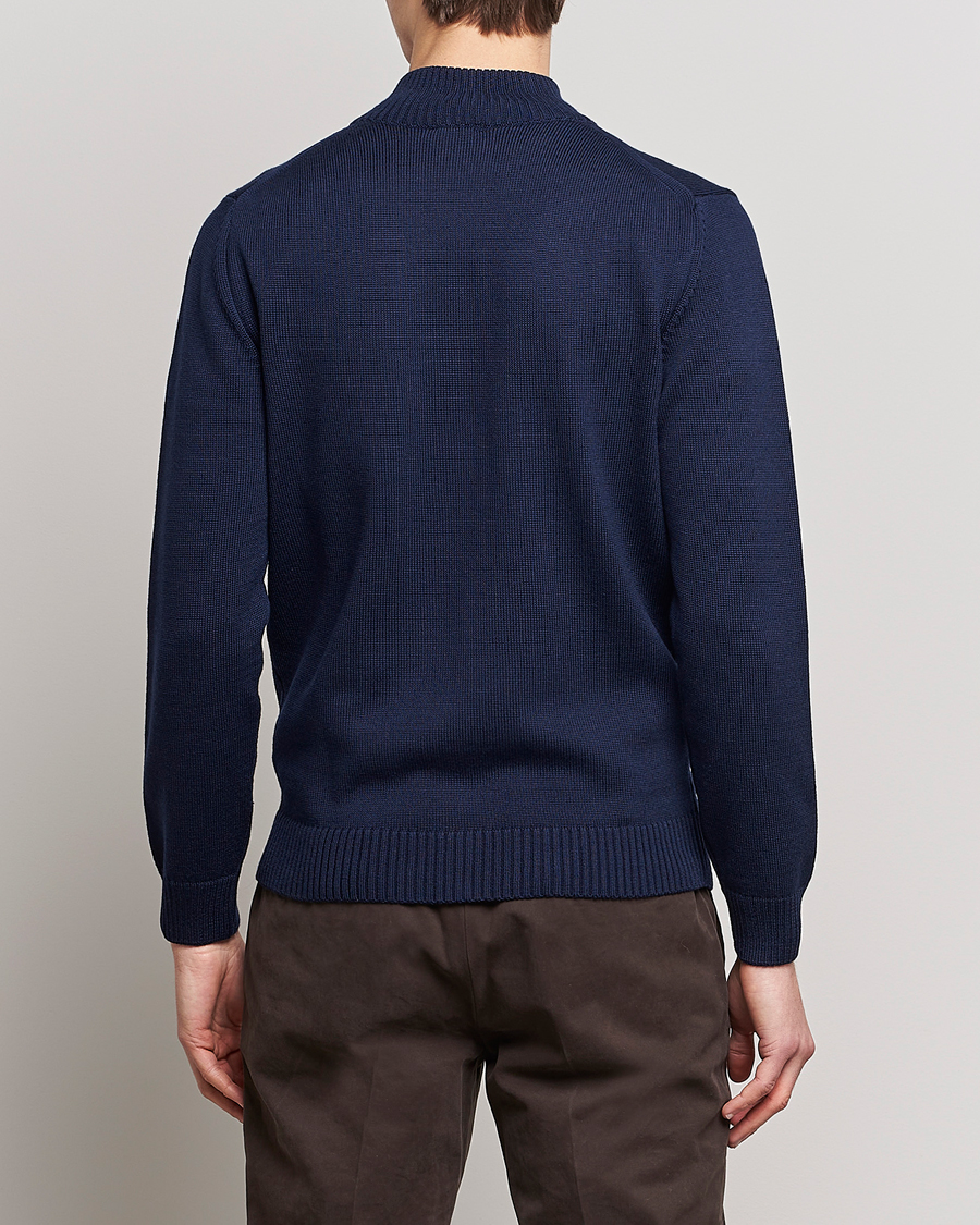 Herre | Gensere | Stenströms | Chunky Merino Full Zip Cardigan Navy