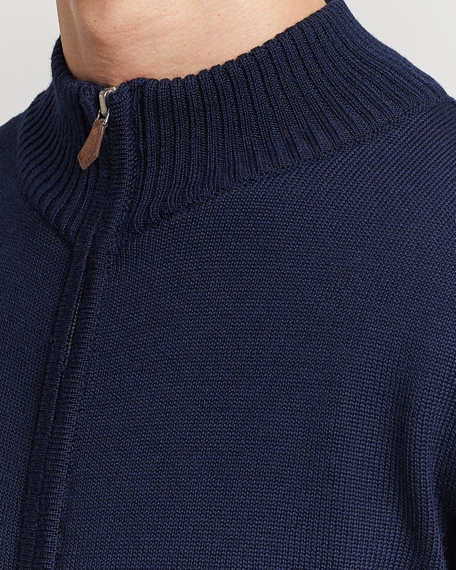 Herre | Gensere | Stenströms | Chunky Merino Full Zip Cardigan Navy