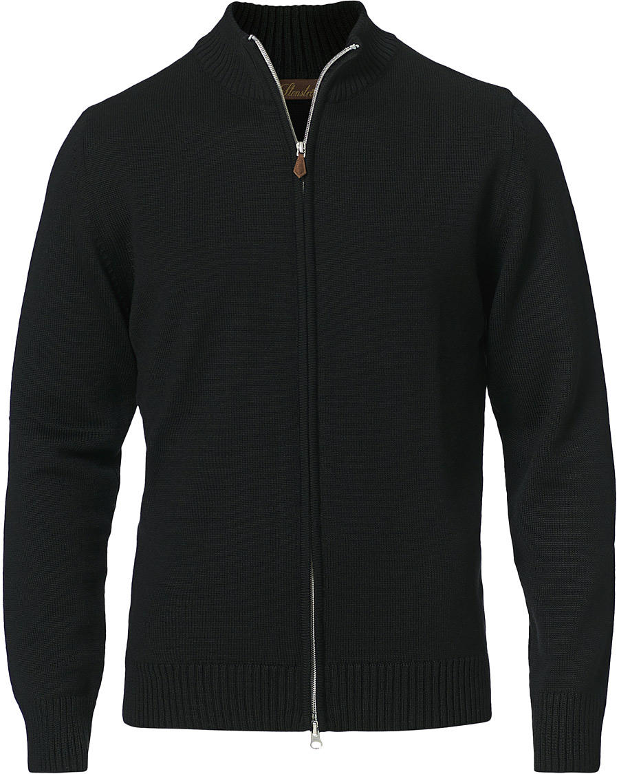 Herre | Gensere | Stenströms | Chunky Wool Zip Cardigan Black