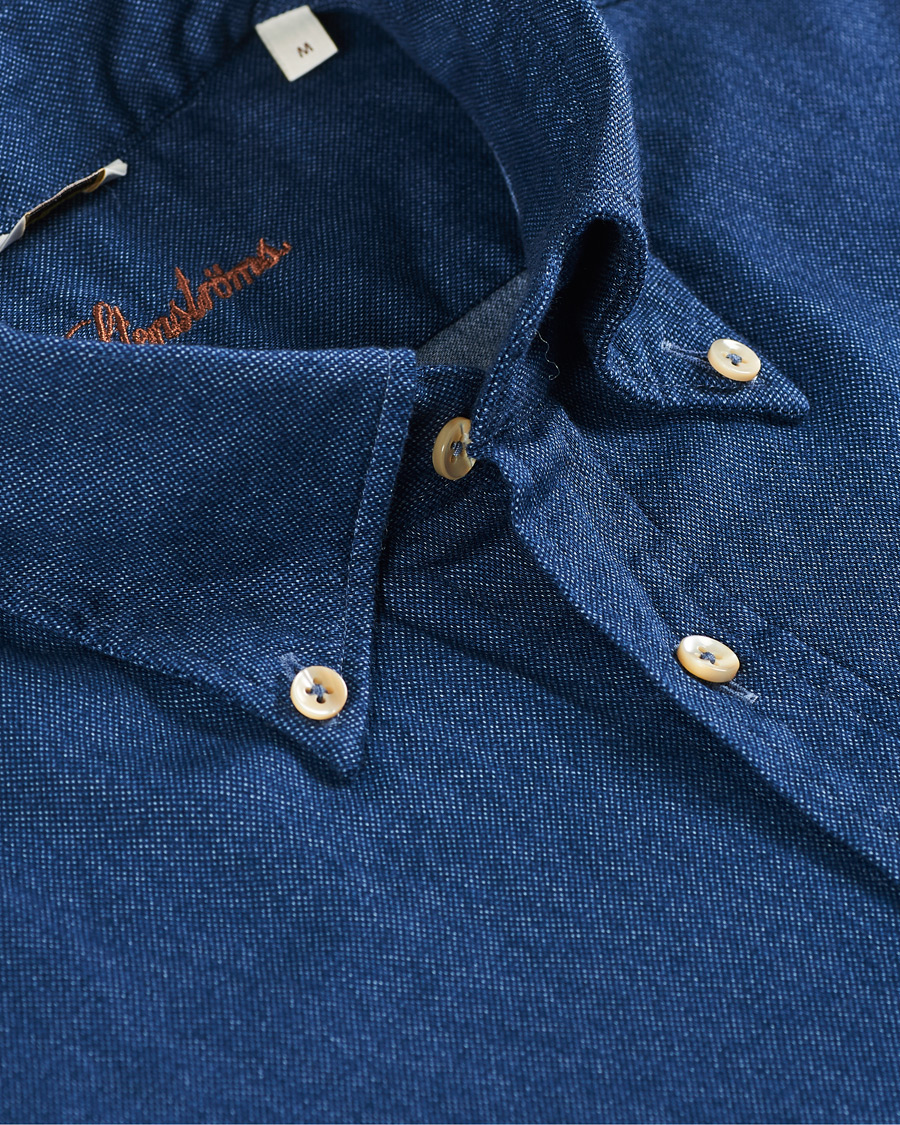 Herre | Skjorter | Stenströms | Slimline Washed Button Down Oxford Shirt Navy