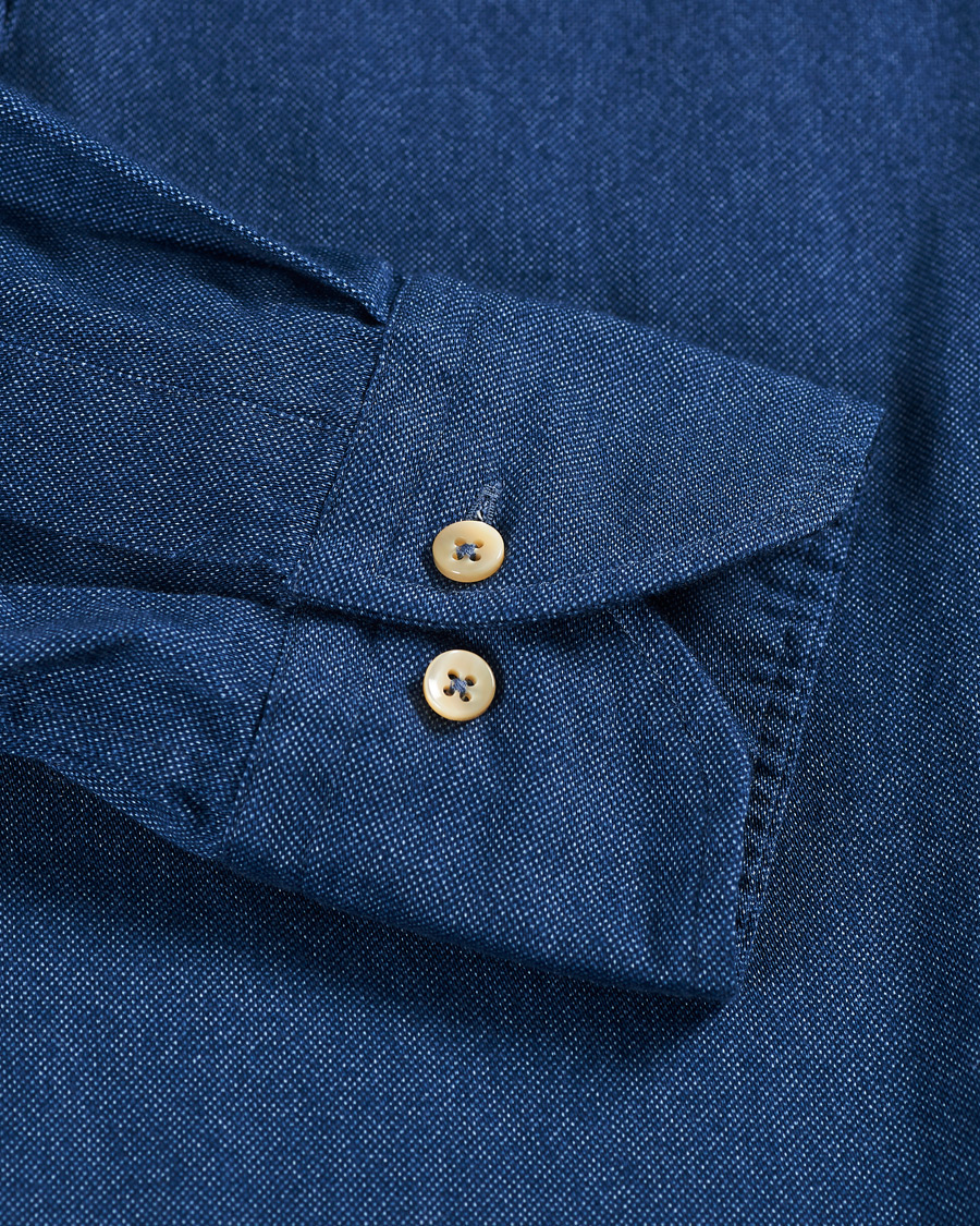 Herre | Skjorter | Stenströms | Slimline Washed Button Down Oxford Shirt Navy