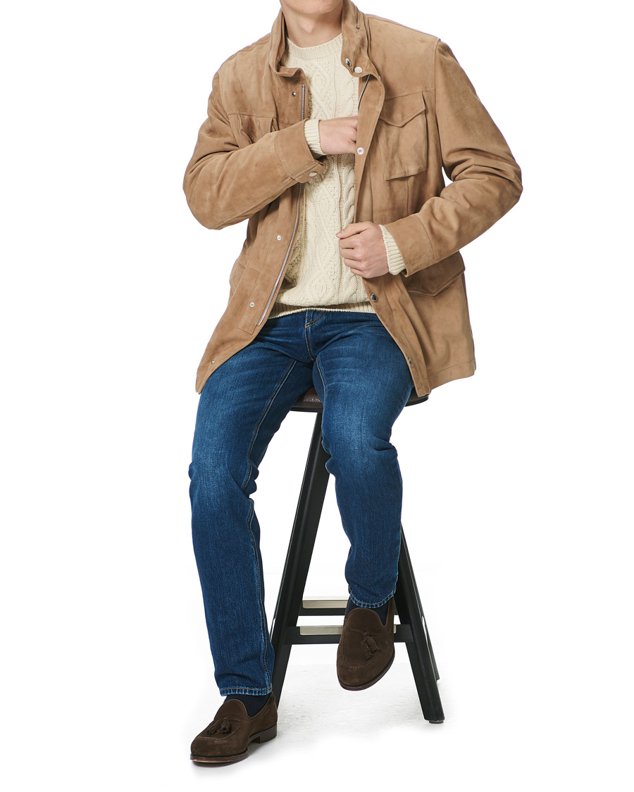 Herre | Jakker | Brunello Cucinelli | Suede Field Jacket Beige