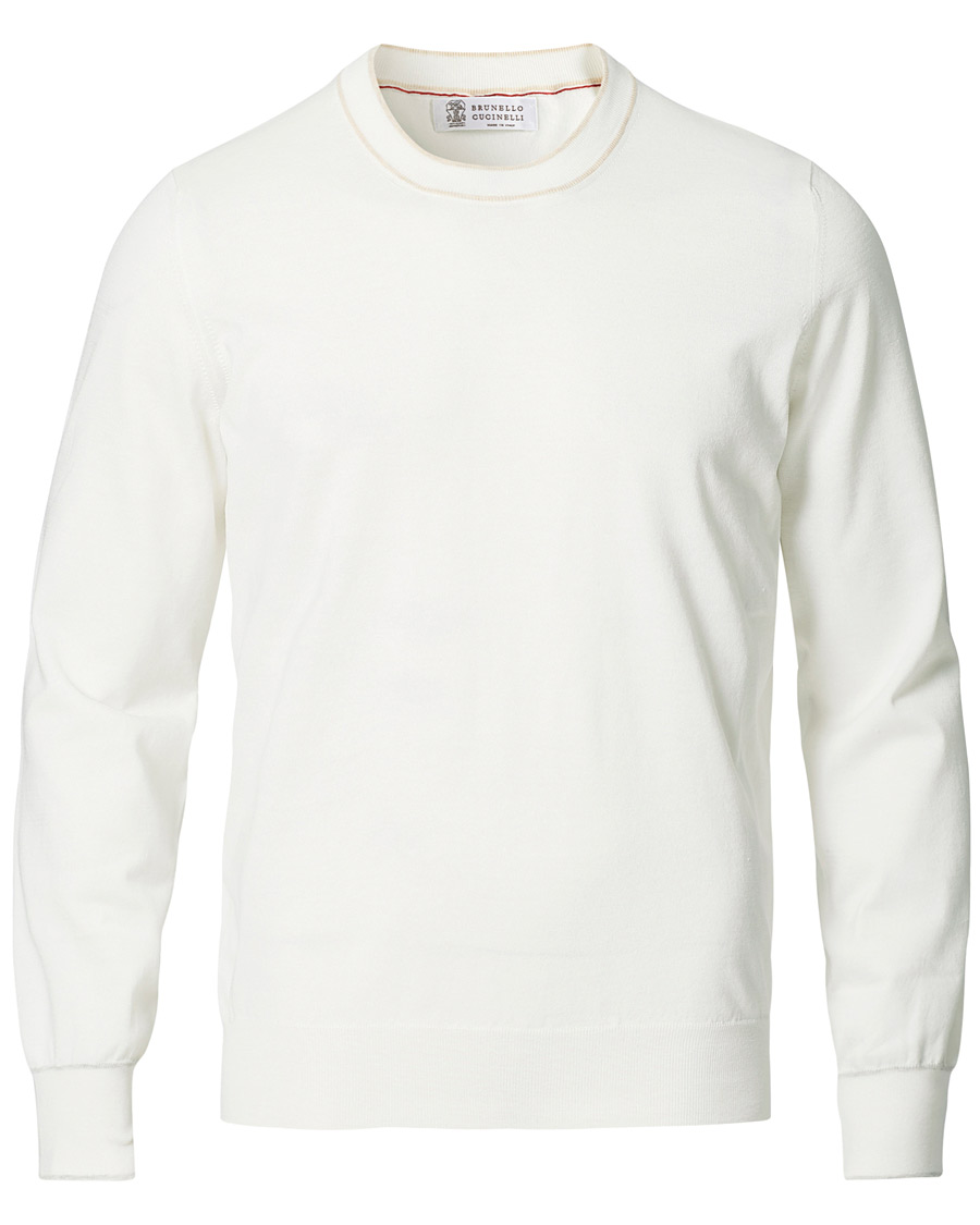 Herre | Gensere | Brunello Cucinelli | Contrast Collar Crew Neck Sweater Panama