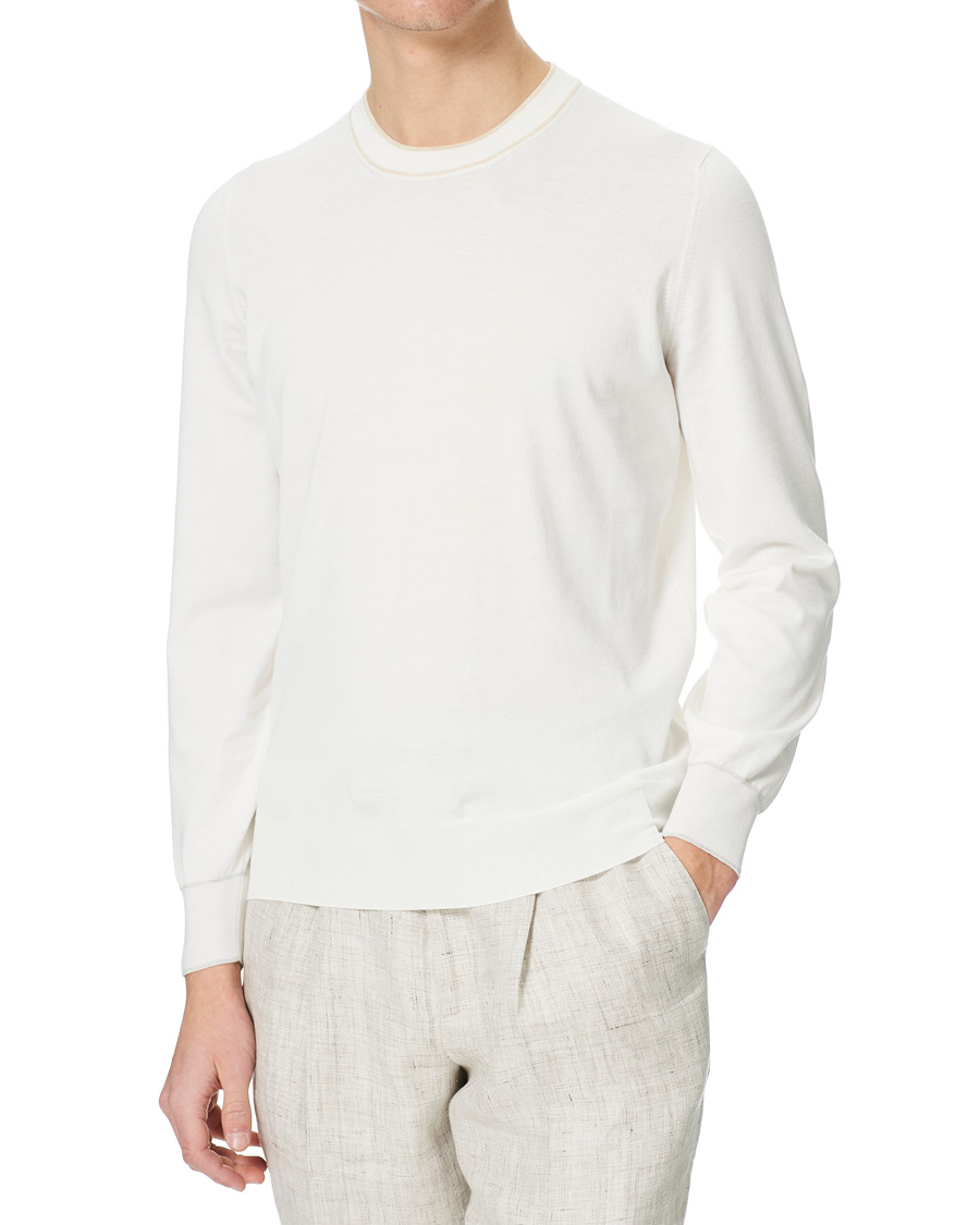 Herre | Gensere | Brunello Cucinelli | Contrast Collar Crew Neck Sweater Panama