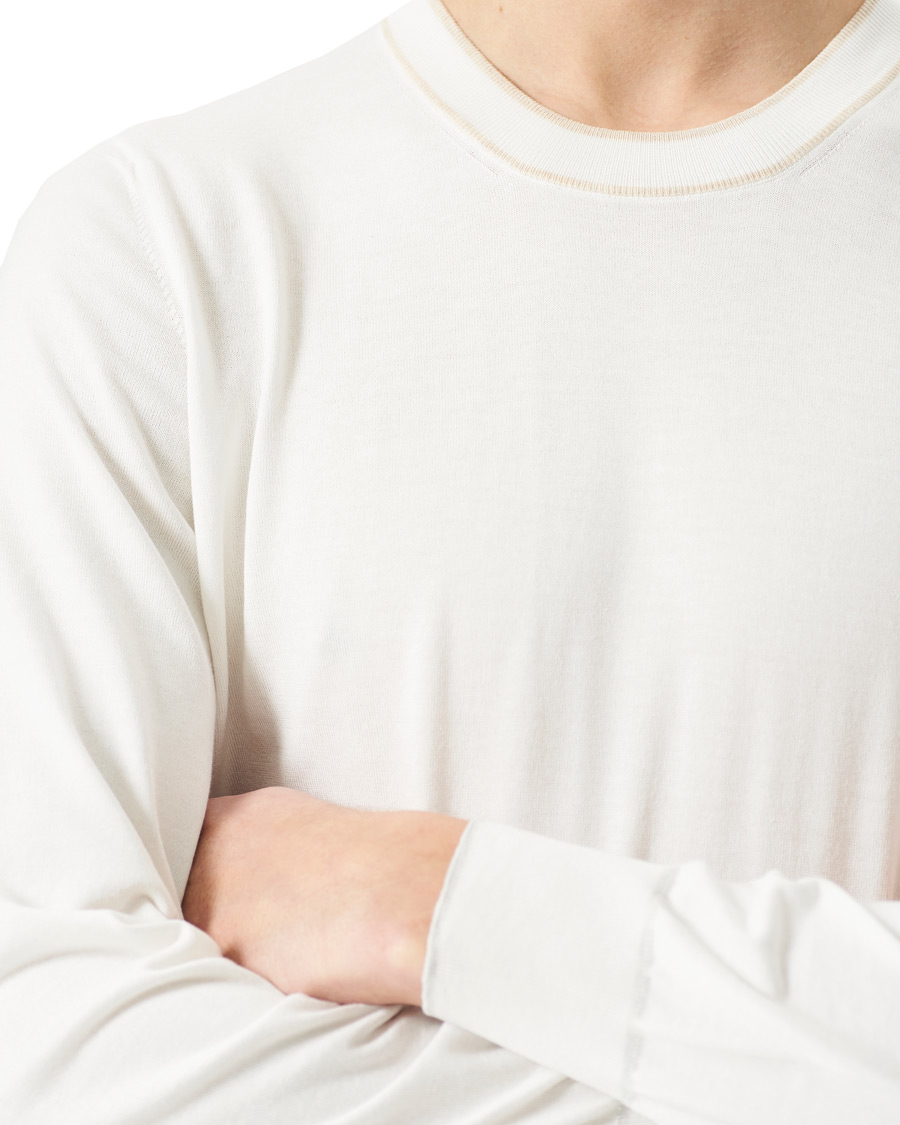 Herre | Gensere | Brunello Cucinelli | Contrast Collar Crew Neck Sweater Panama