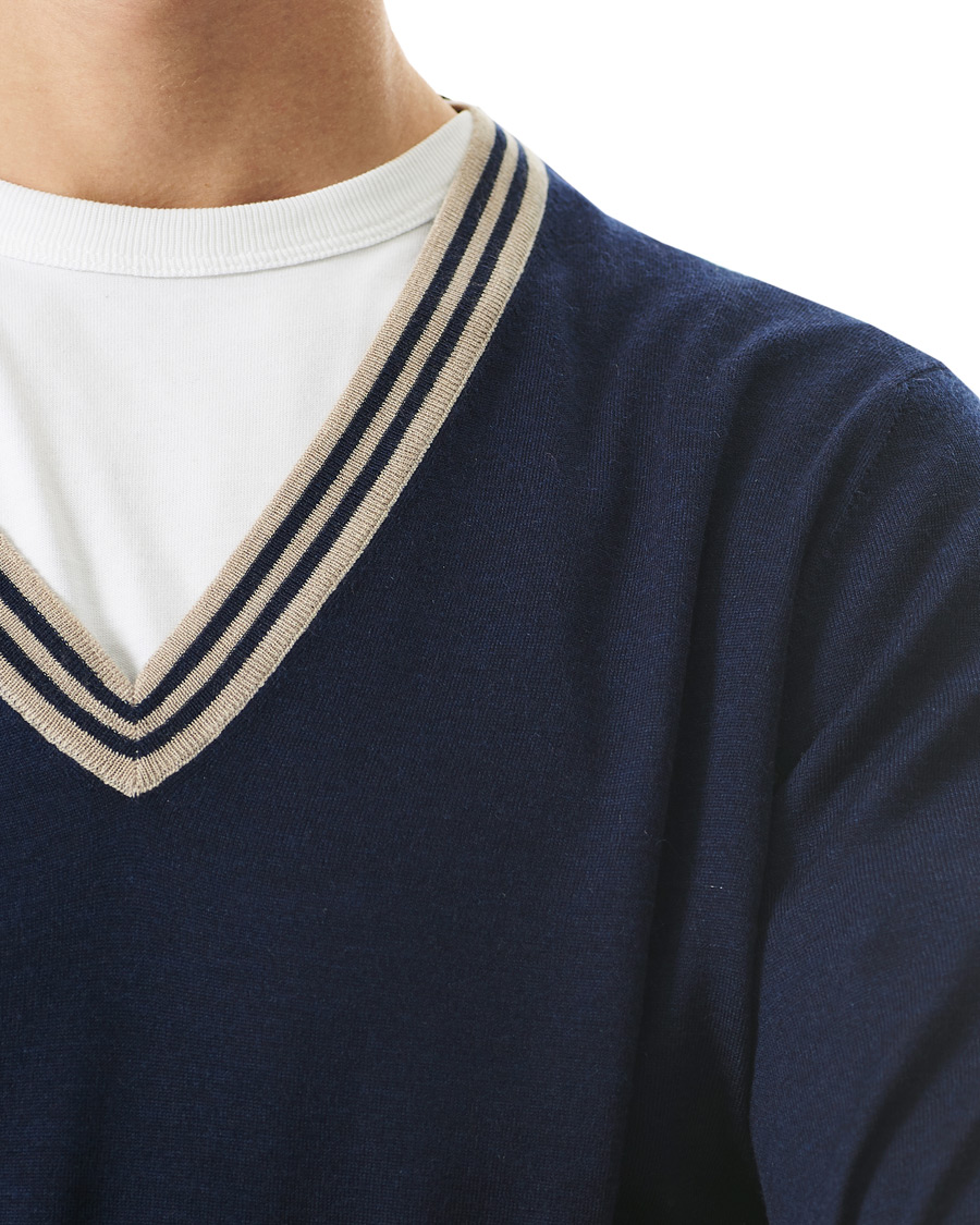 Herre | Gensere | Brunello Cucinelli | Cashmere/Wool Tennis Sweater Navy