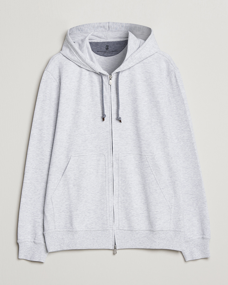 Herre | Gensere | Brunello Cucinelli | Soft Cotton Zip Hoodie Pearl Grey