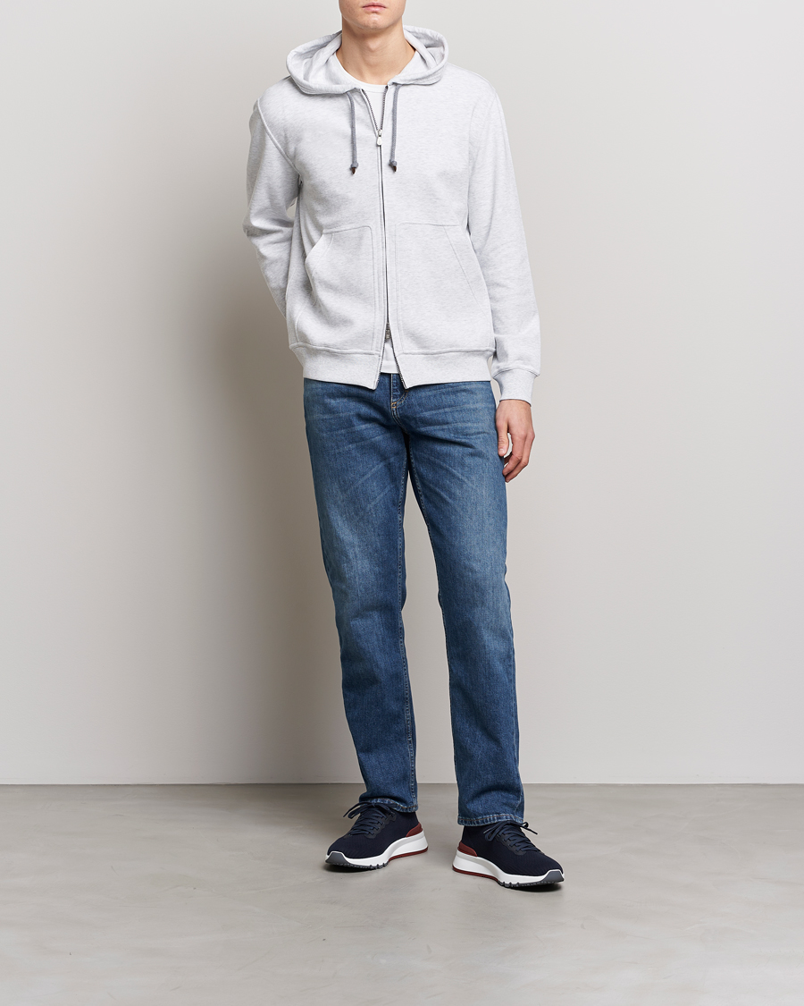 Herre | Gensere | Brunello Cucinelli | Soft Cotton Zip Hoodie Pearl Grey