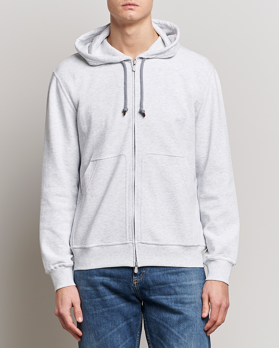 Herre | Gensere | Brunello Cucinelli | Soft Cotton Zip Hoodie Pearl Grey