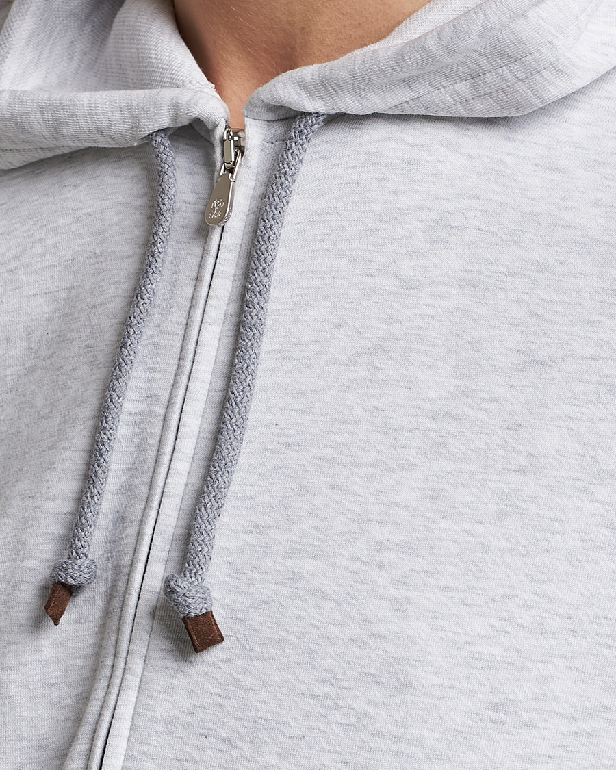 Herre | Gensere | Brunello Cucinelli | Soft Cotton Zip Hoodie Pearl Grey