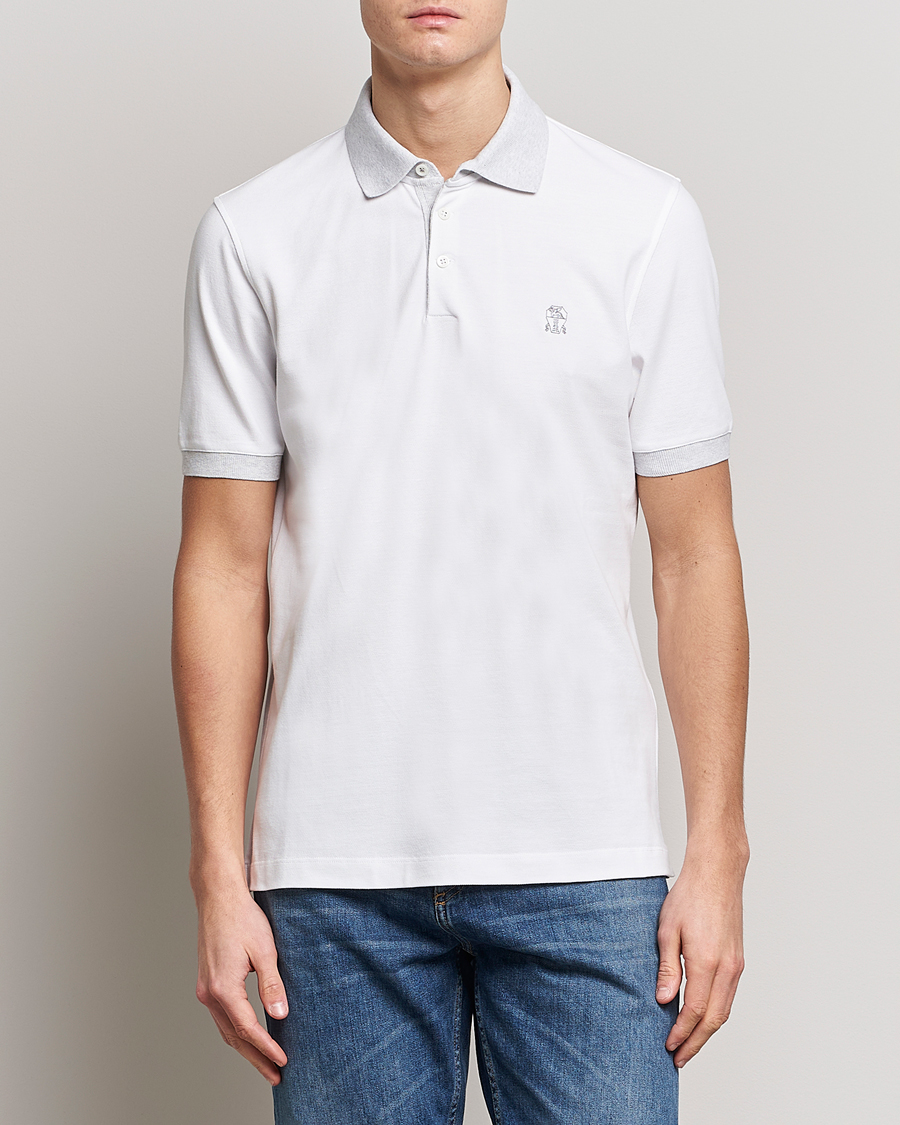 Herre | Brunello Cucinelli | Brunello Cucinelli | Short Sleeve Polo Piquet White