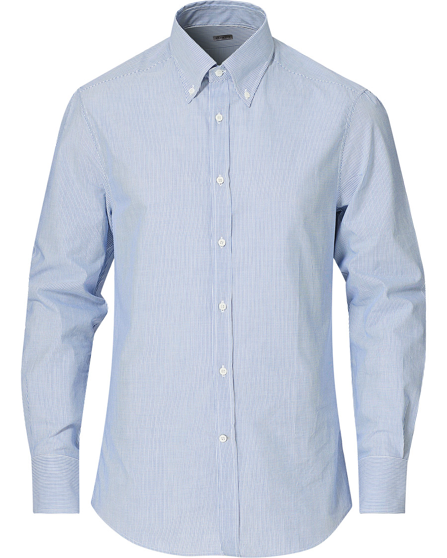 Herre | Skjorter | Brunello Cucinelli | Slim Fit Striped Button Down Shirt Blue