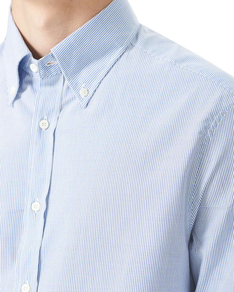 Herre | Skjorter | Brunello Cucinelli | Slim Fit Striped Button Down Shirt Blue
