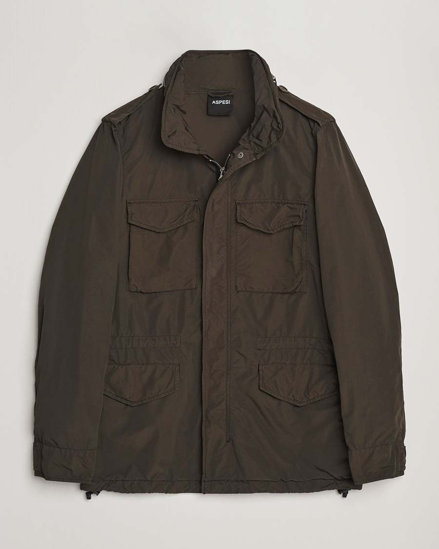 Herre | Jakker | Aspesi | Giubotto Garment Dyed Field Jacket Dark Military