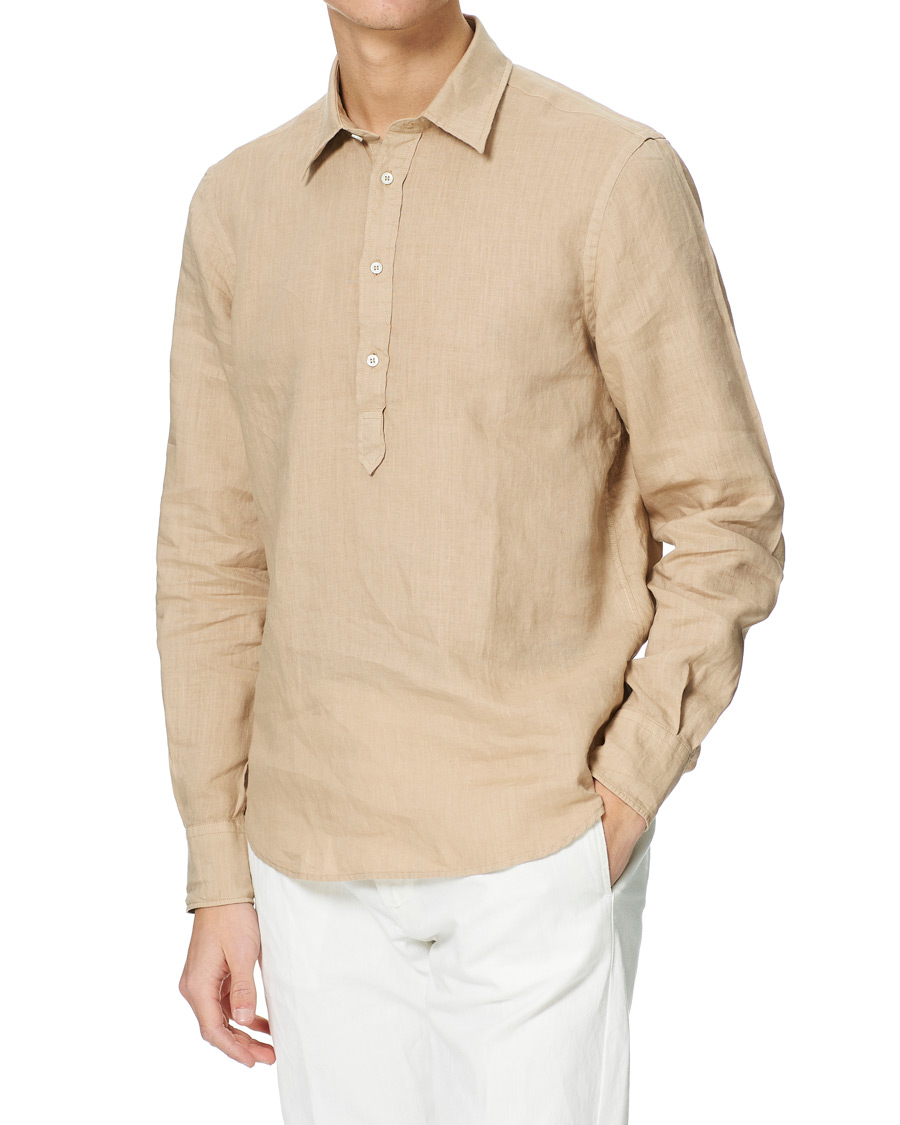 Herre | Skjorter | Aspesi | Popover Linen Shirt Beige