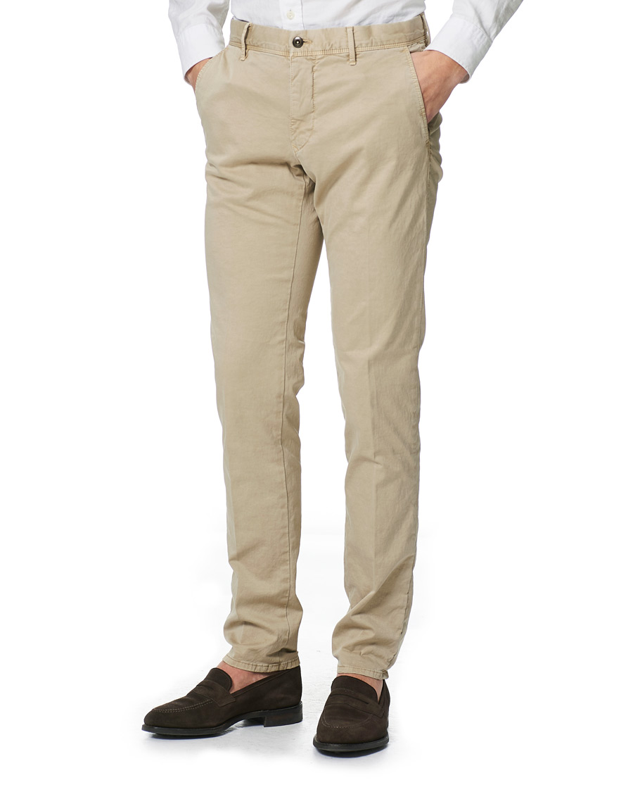 Herre | Bukser | Incotex | Slim Fit Garment Dyed Slacks Beige