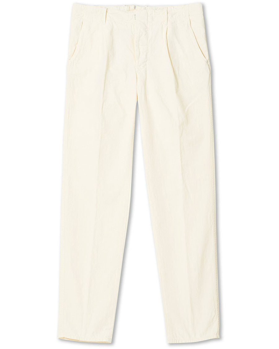 Herre | Plagg i lin | Incotex | Tapered Fit Cotton Trousers Off White