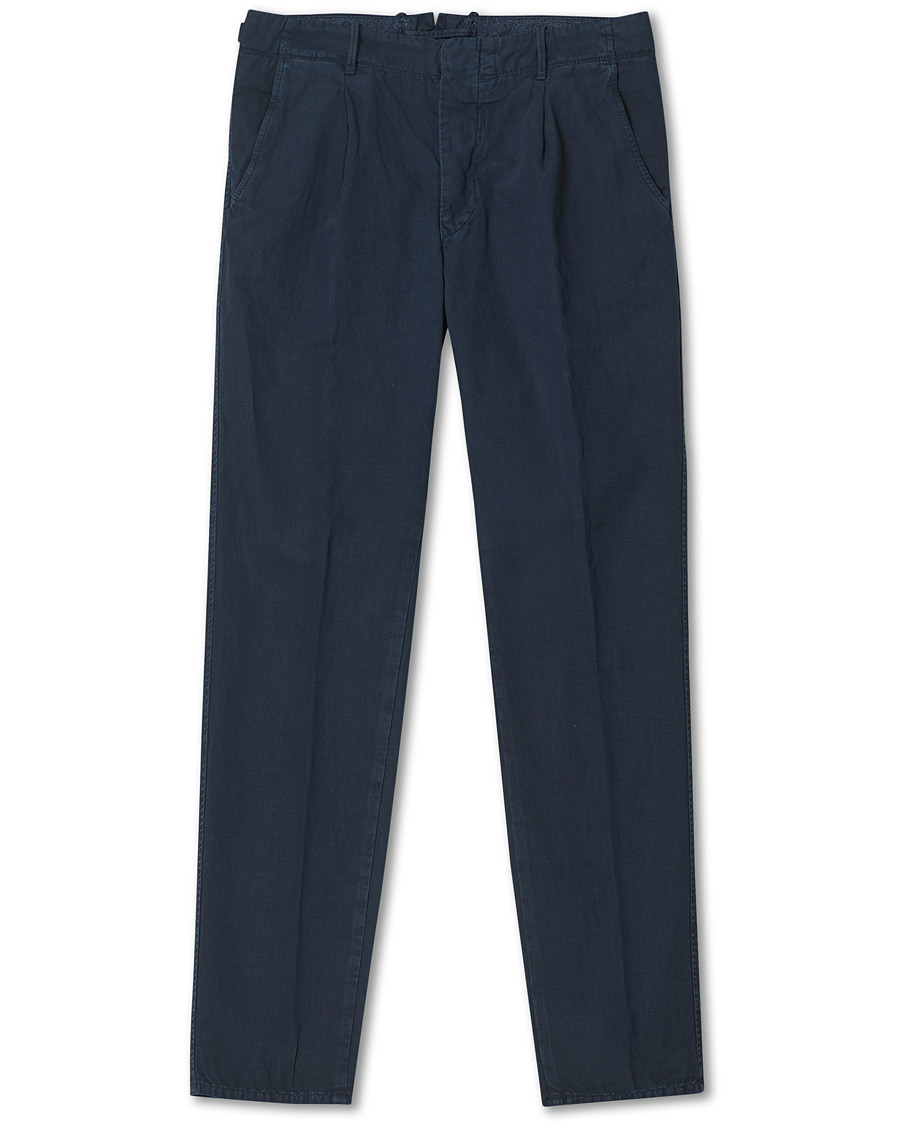 Herre | Bukser | Incotex | Tapered Fit Cotton Trousers Navy