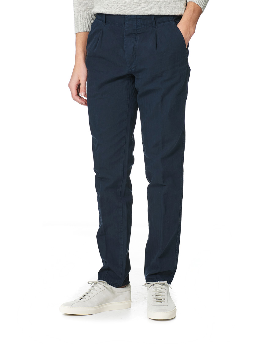 Herre | Bukser | Incotex | Tapered Fit Cotton Trousers Navy