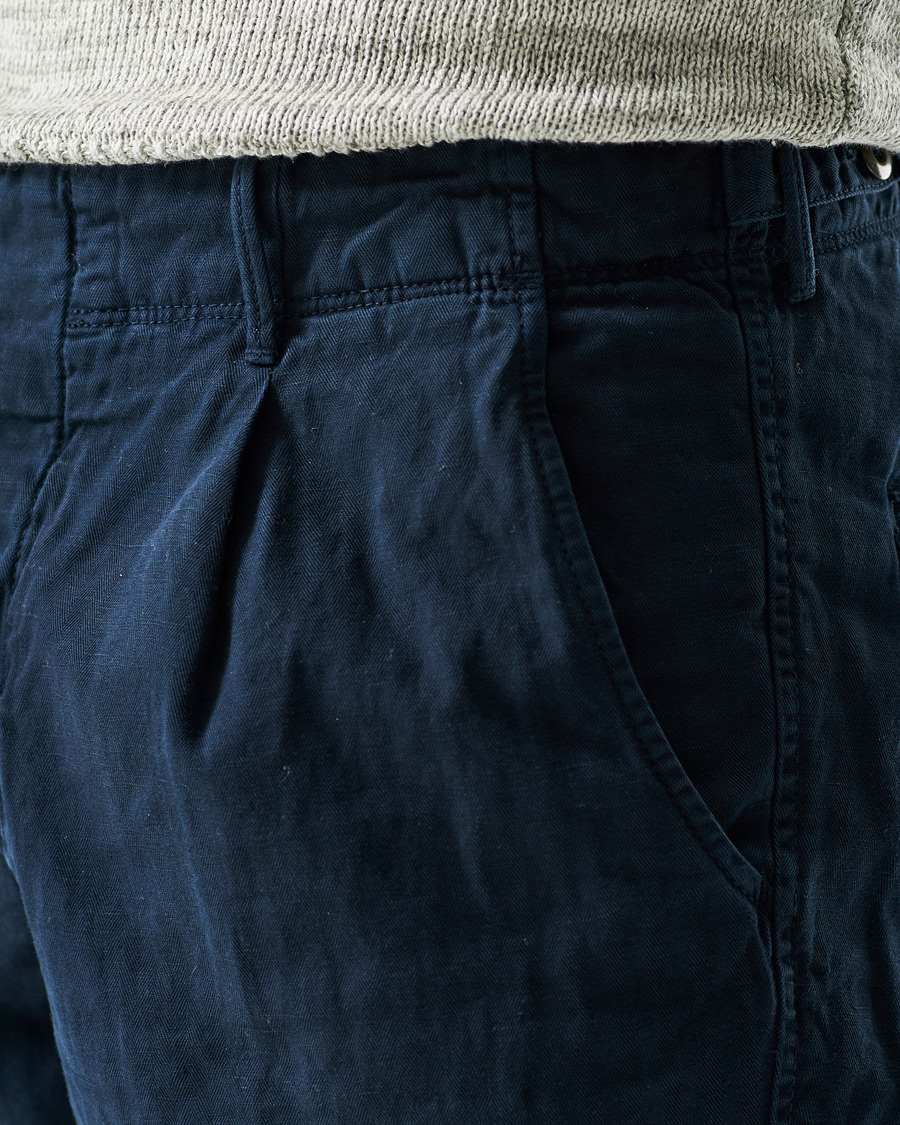 Herre | Bukser | Incotex | Tapered Fit Cotton Trousers Navy