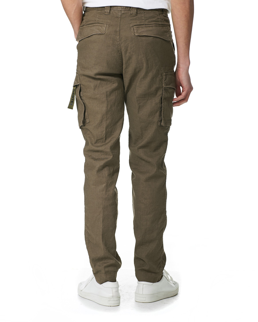 Herre | Bukser | Incotex | Tapered Fit Linen Cargo Pants Military