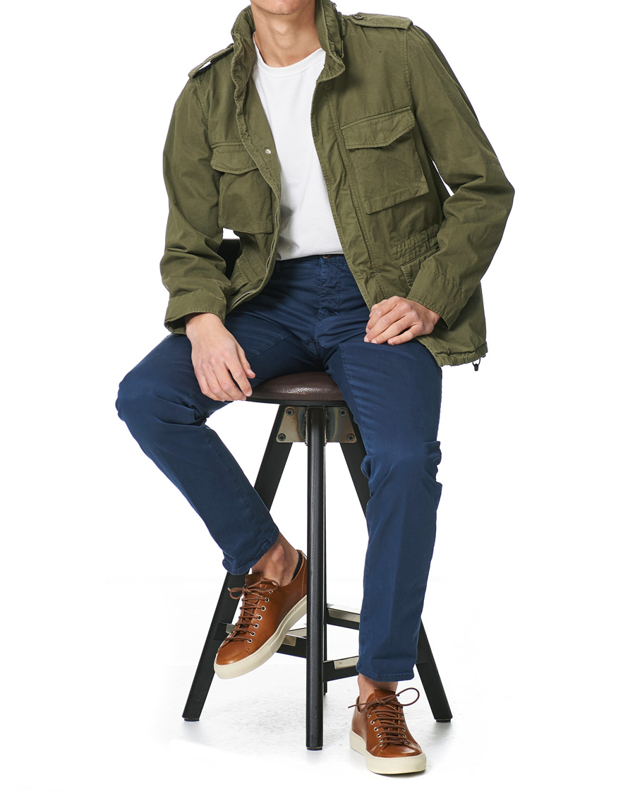 Herre | Bukser | Incotex | Regular Fit Garment Dyed Slacks Navy