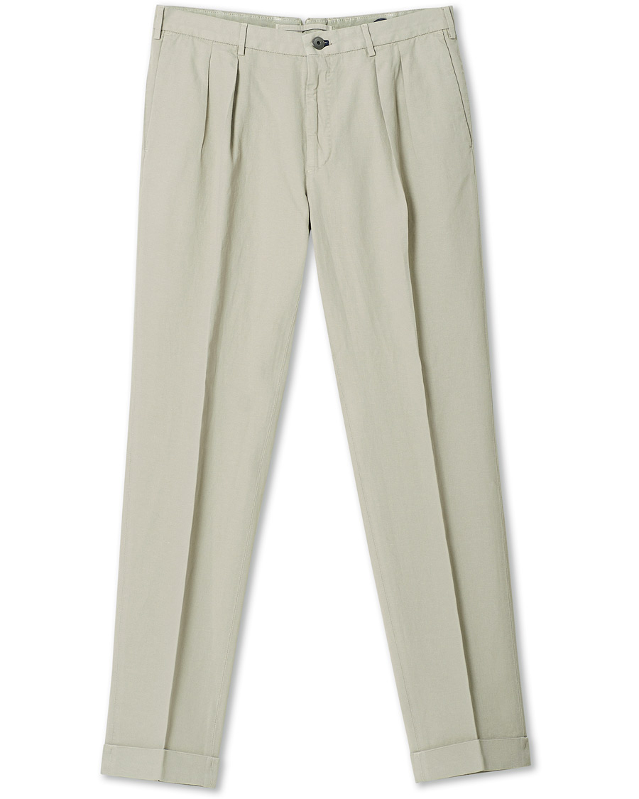 Herre | Bukser | Incotex | Carrot Fit Pleated Trousers Beige