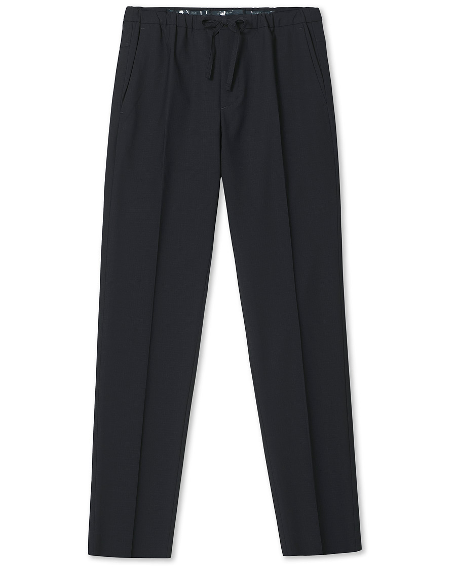 Herre | Bukser | Incotex | Loose Fit Wool Ripstop Trousers Navy