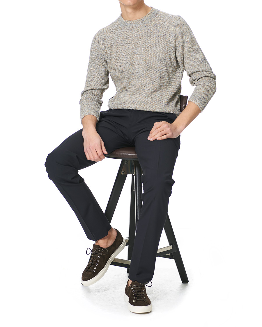 Herre | Bukser | Incotex | Loose Fit Wool Ripstop Trousers Navy