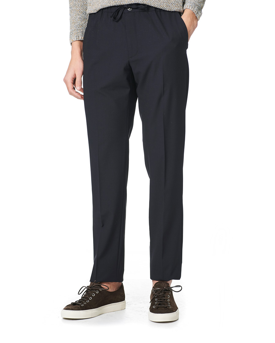 Herre | Bukser | Incotex | Loose Fit Wool Ripstop Trousers Navy