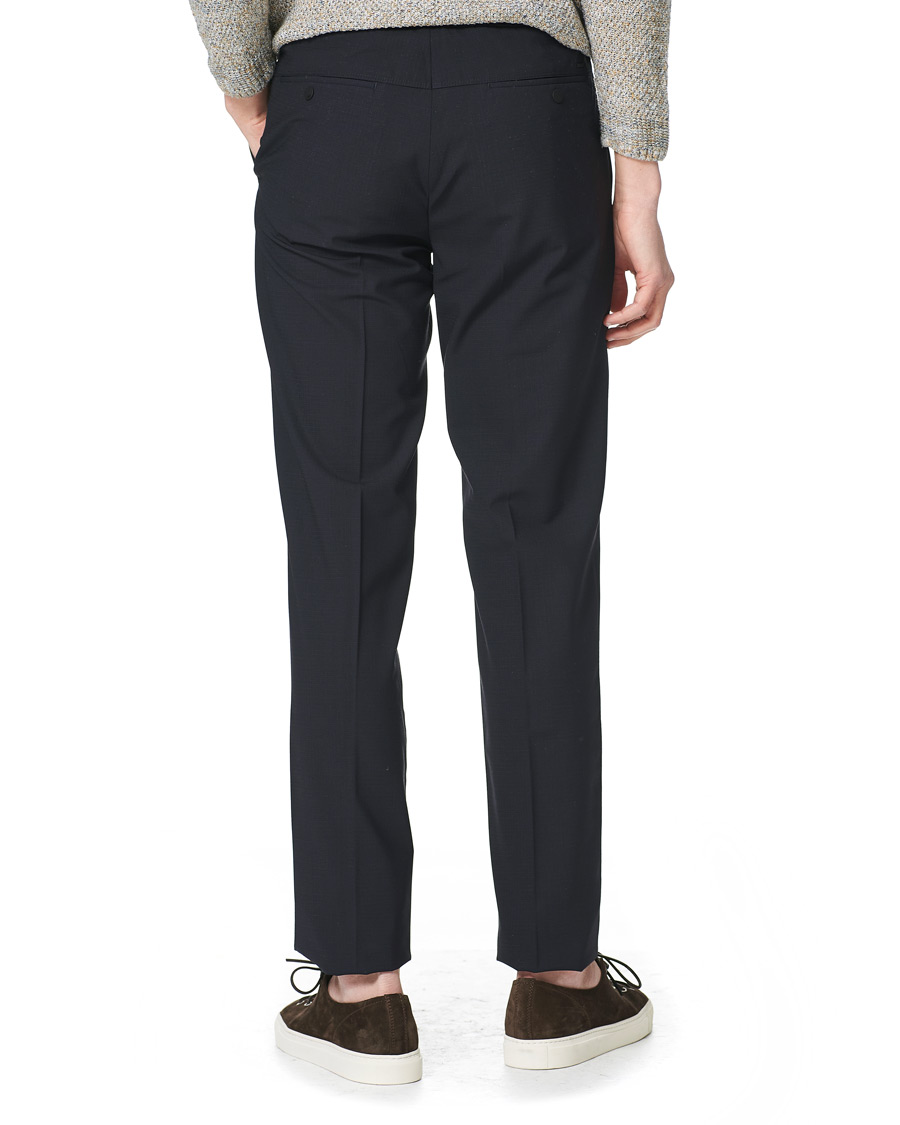 Herre | Bukser | Incotex | Loose Fit Wool Ripstop Trousers Navy