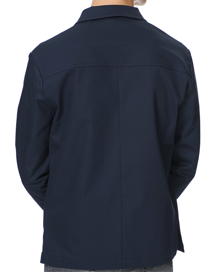 Herre | Skjorter | J.Lindeberg | Jason Cotton Stretch Zip Overshirt Navy