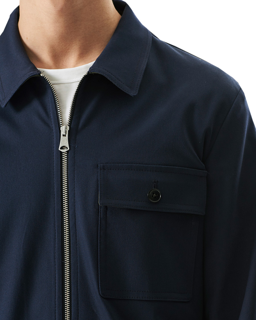 Herre | Skjorter | J.Lindeberg | Jason Cotton Stretch Zip Overshirt Navy