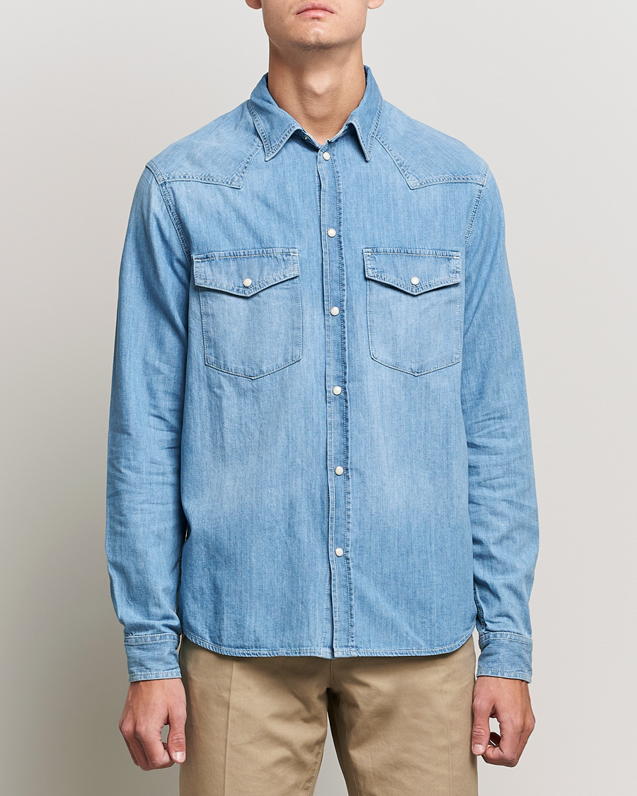 Herre | Skjorter | J.Lindeberg | Carson Western Denim Shirt Bleached Denim