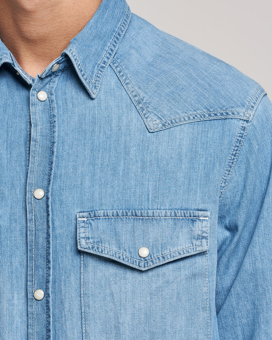 Herre | Skjorter | J.Lindeberg | Carson Western Denim Shirt Bleached Denim