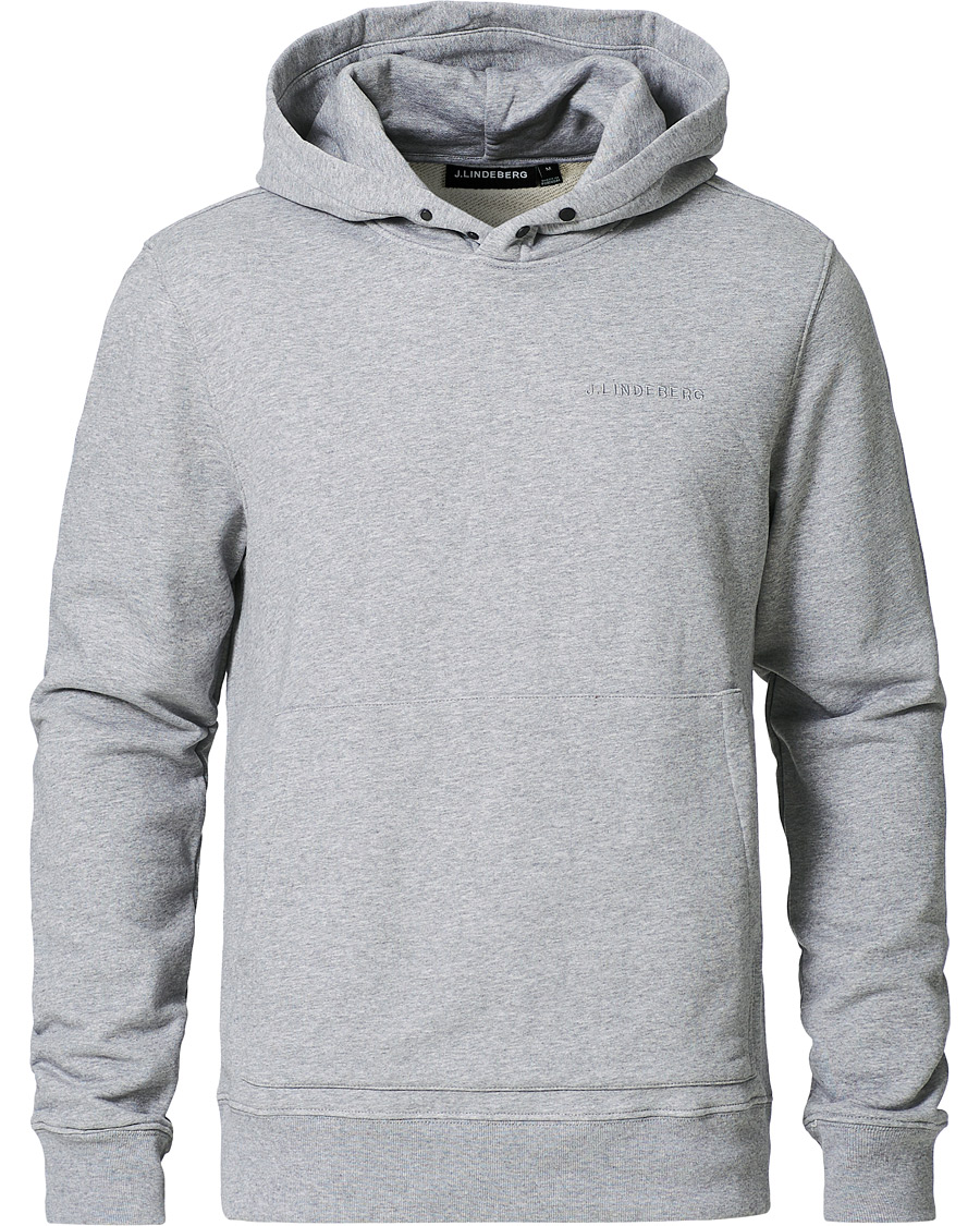 Herre | Gensere | J.Lindeberg | Throw Button Sweat Hoodie Mid Grey Melange