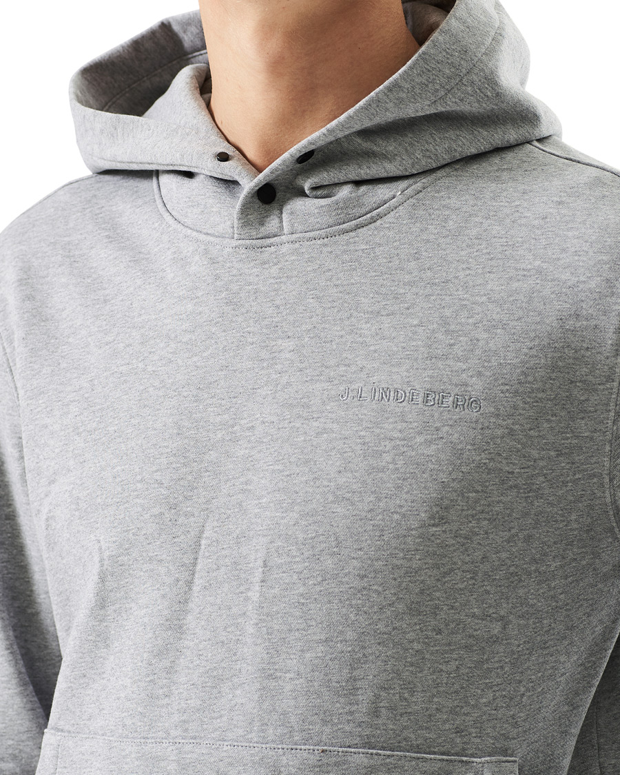 Herre | Gensere | J.Lindeberg | Throw Button Sweat Hoodie Mid Grey Melange