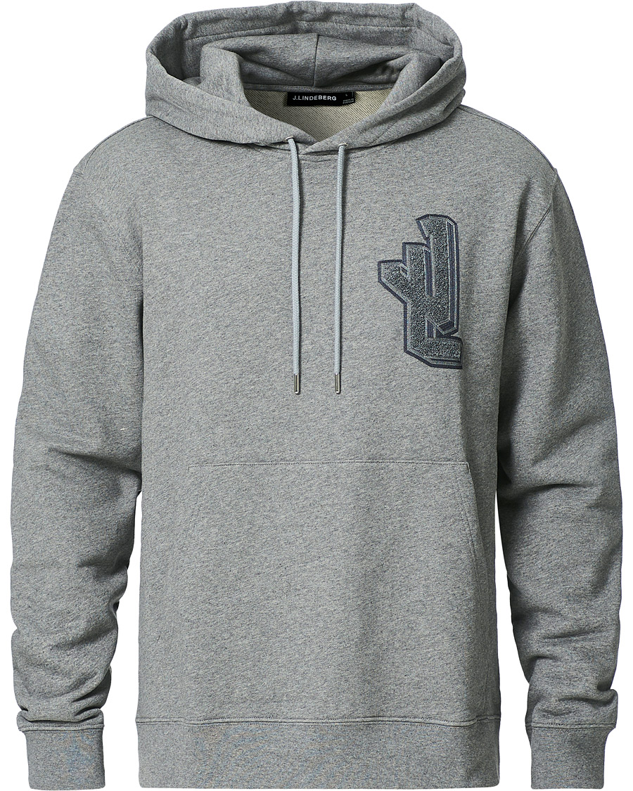 Herre | Gensere | J.Lindeberg | Tony Patch Hoodie Mid Grey Melange