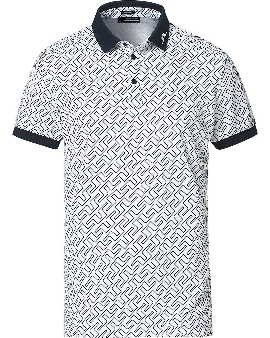 Herre | Pikéer | J.Lindeberg | Tour Tech Reg Fit Print Polo JL Navy Bridge Monogram