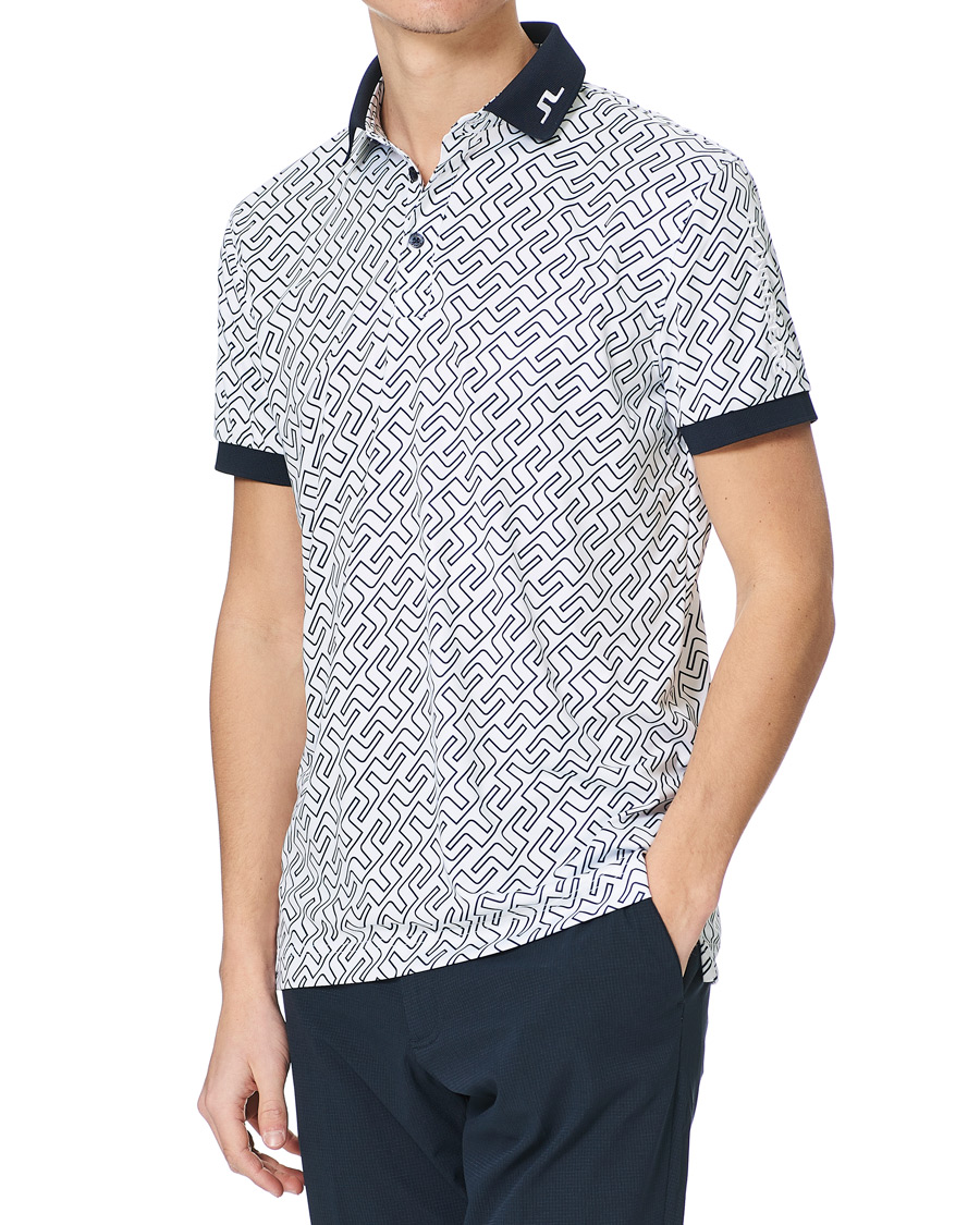 Herre | Pikéer | J.Lindeberg | Tour Tech Reg Fit Print Polo JL Navy Bridge Monogram