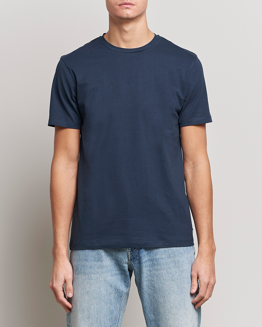 Herre | T-Shirts | J.Lindeberg | Sid Cotton Crew Neck Tee Navy