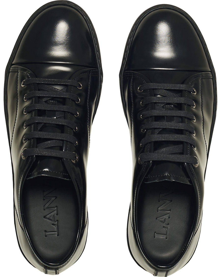 Herre | Lanvin Patent Cap Toe Sneaker Black | Lanvin | Patent Cap Toe Sneaker Black