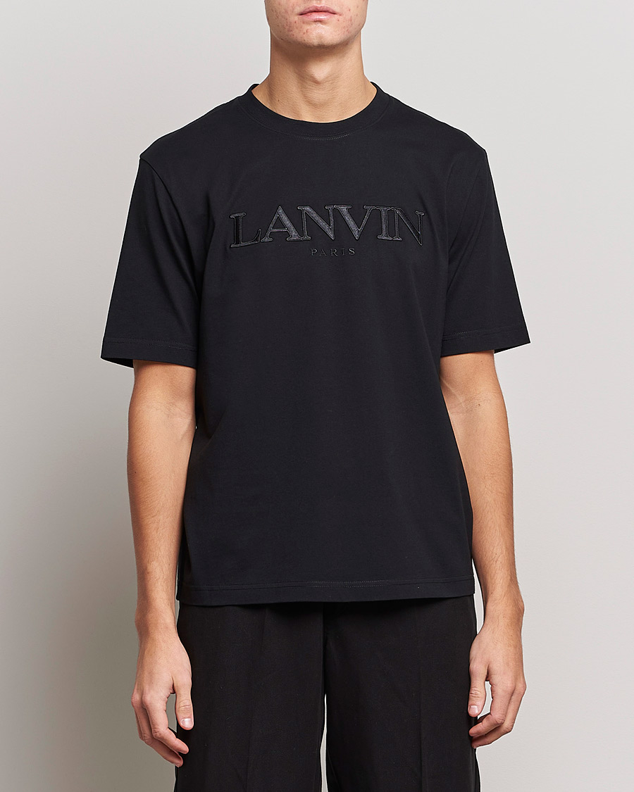 Herre | T-Shirts | Lanvin | Embroidered Tonal Logo T-Shirt Black
