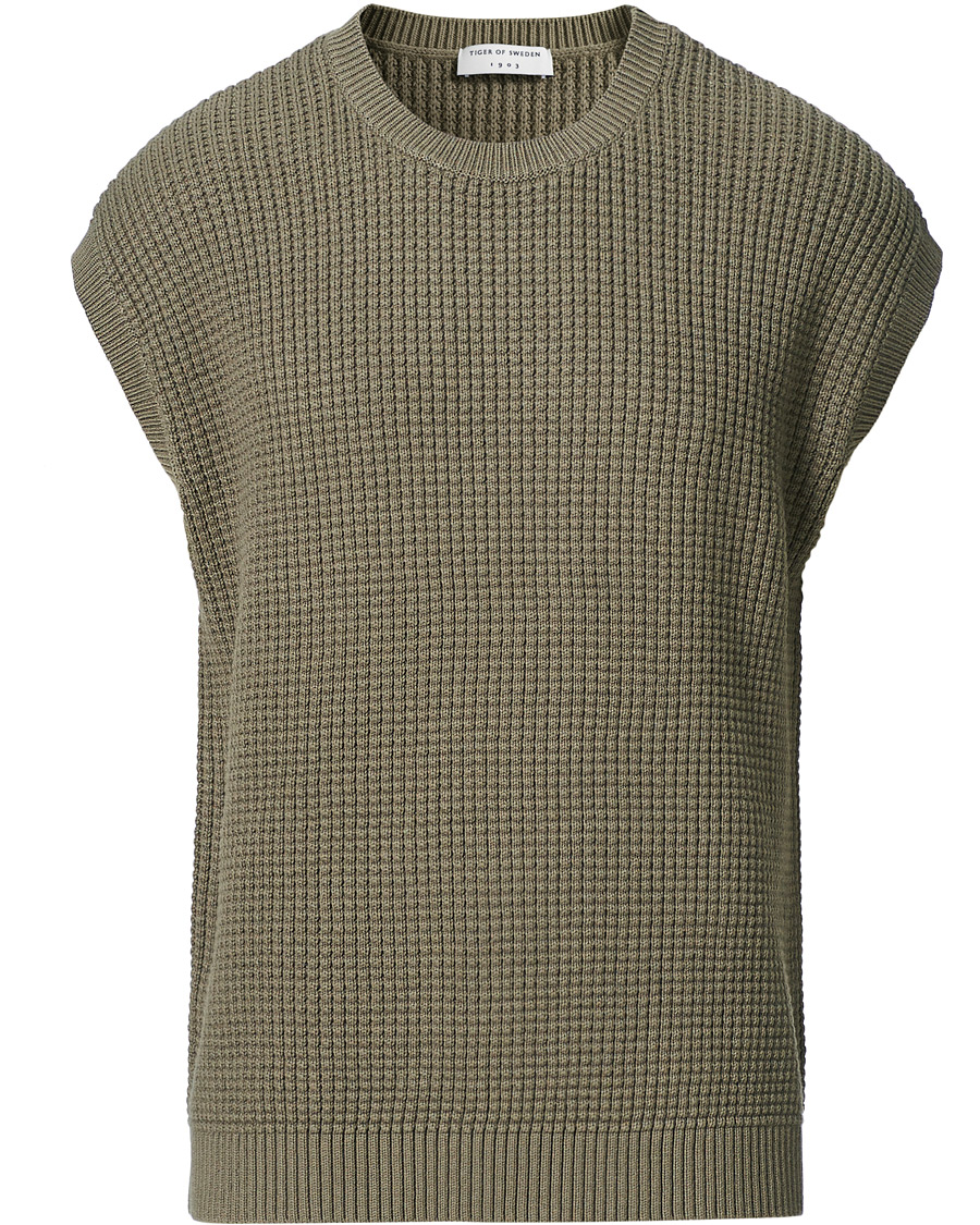 Herre | Gensere | Tiger of Sweden | Clemente Knitted Vest Light Khaki